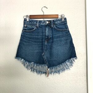 NWOT We The Free Light Blue Denim Mini Skirt with Frayed Waistband Detail